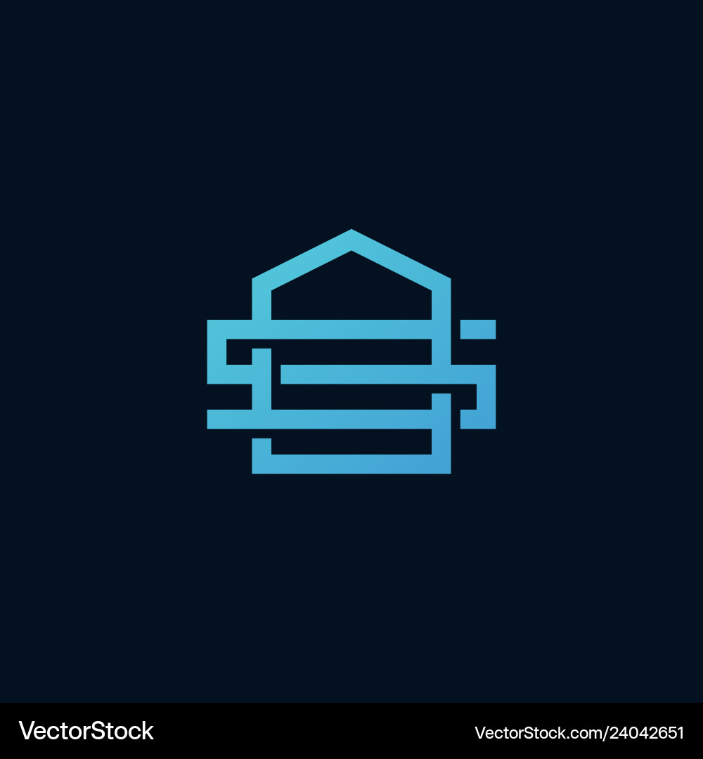 Modern House Number Outline Logo Vector Image