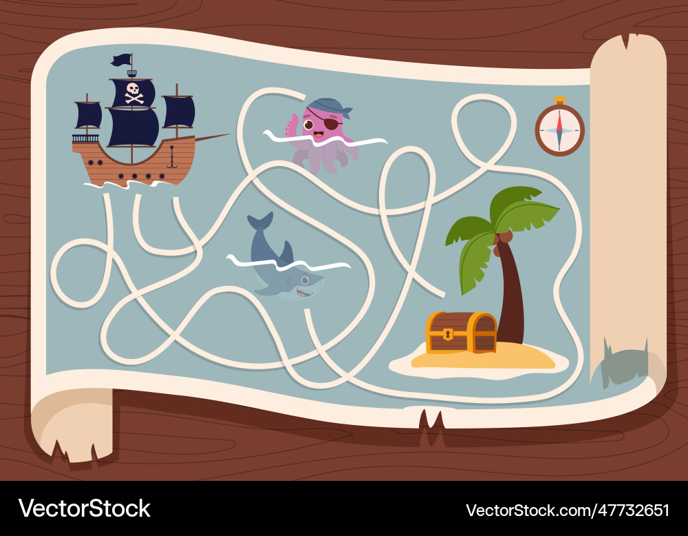 Pirate game with map concept Vector Image