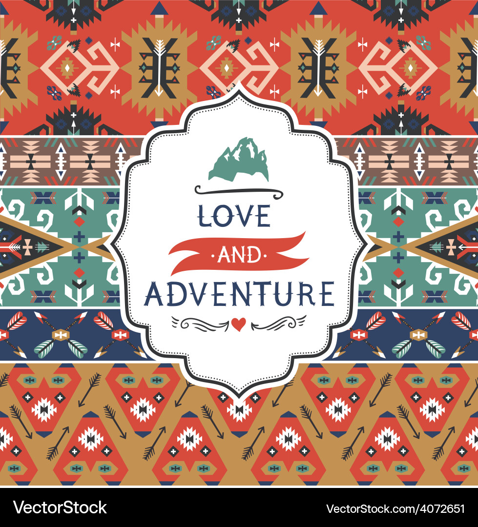 Seamless aztec pattern with geometric elements vector image