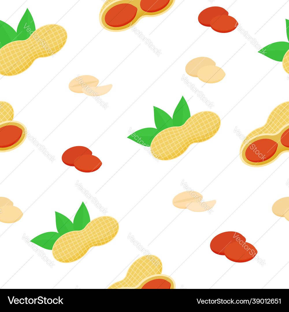 Seamless pattern set peanut nuts isolated Vector Image