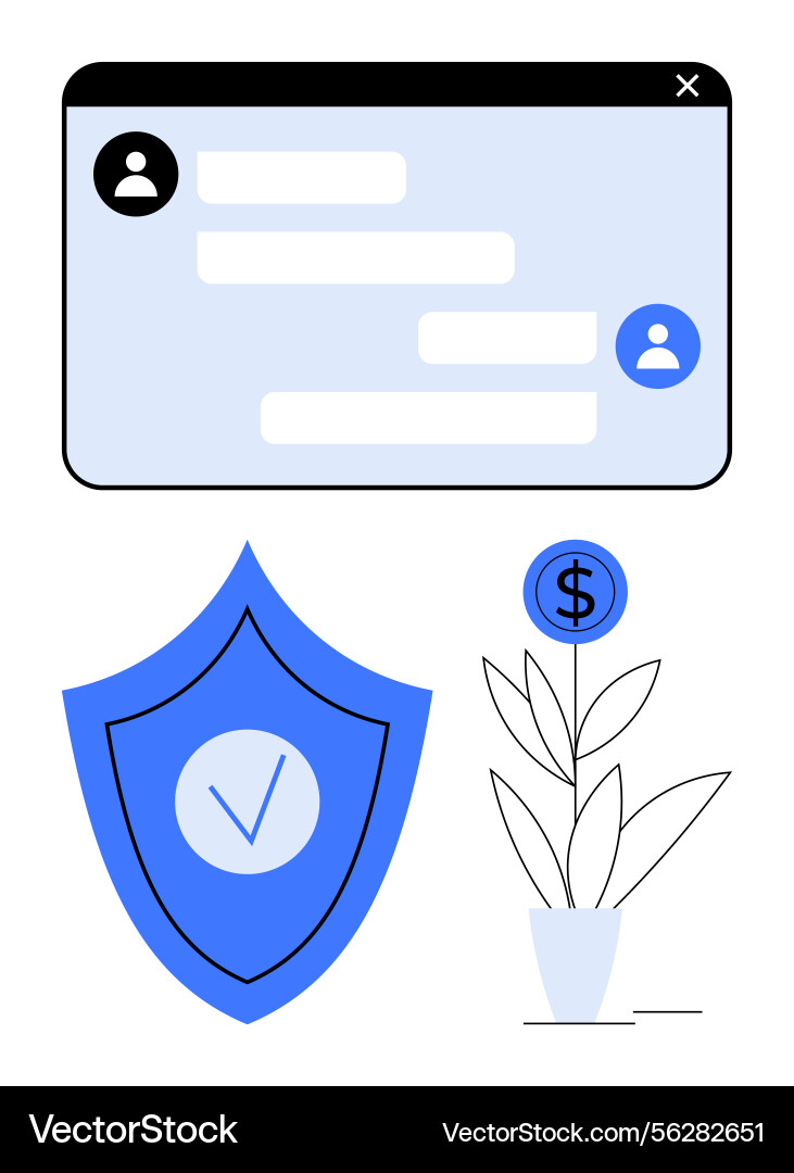 Secure messaging financial growth and data vector image