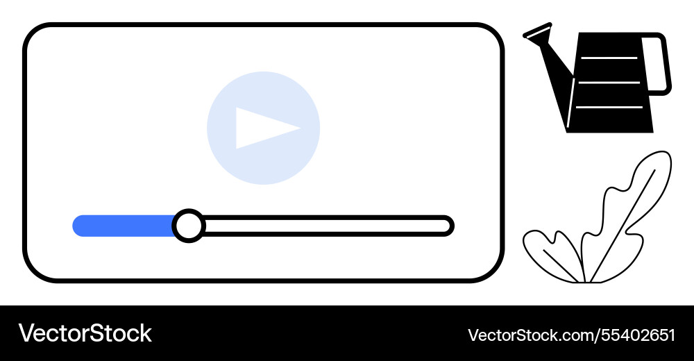 Video stream interface with play button watering Video stream interface with play button watering vector image