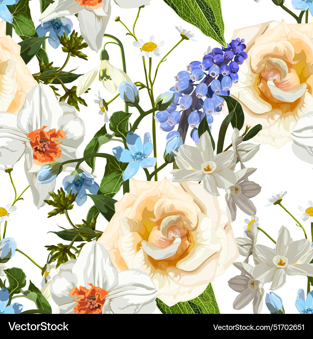 Vintage luxury seamless pattern with flowers Vintage luxury seamless pattern with flowers vector image