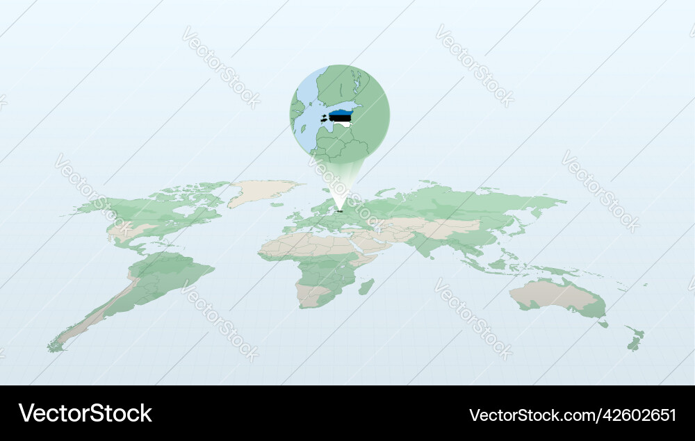 World map in perspective showing the location Vector Image
