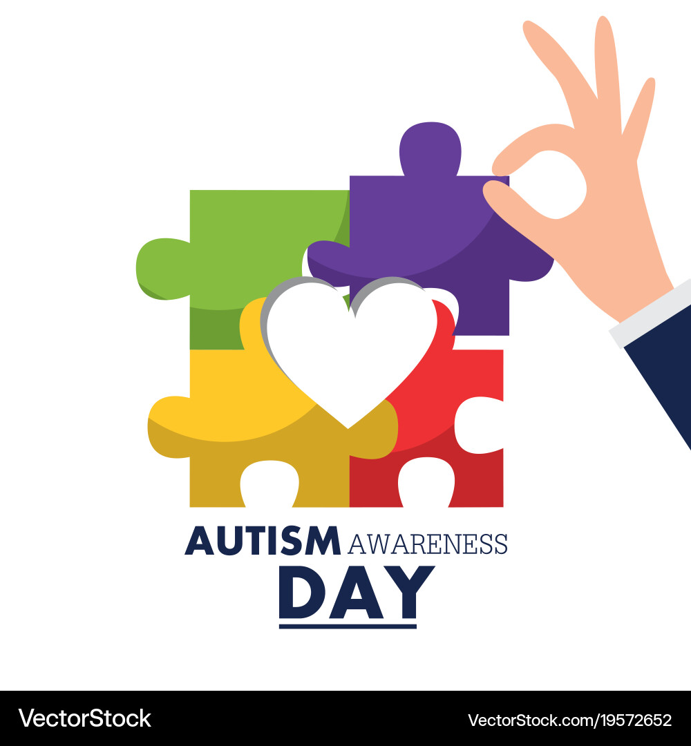 Autism Awareness Puzzle Piece Vector Image