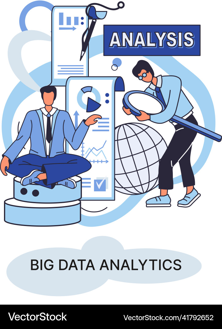 Big data analytics process of analyzing complex Vector Image