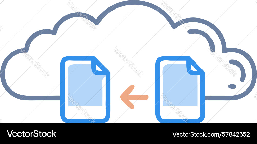 Cloud file transfer document upload and download vector image