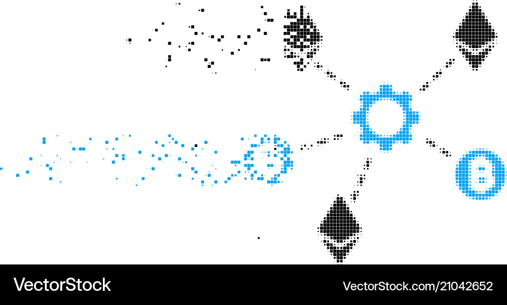 Cryptocurrency network nodes decomposed pixel icon Cryptocurrency network nodes decomposed pixel icon vector image