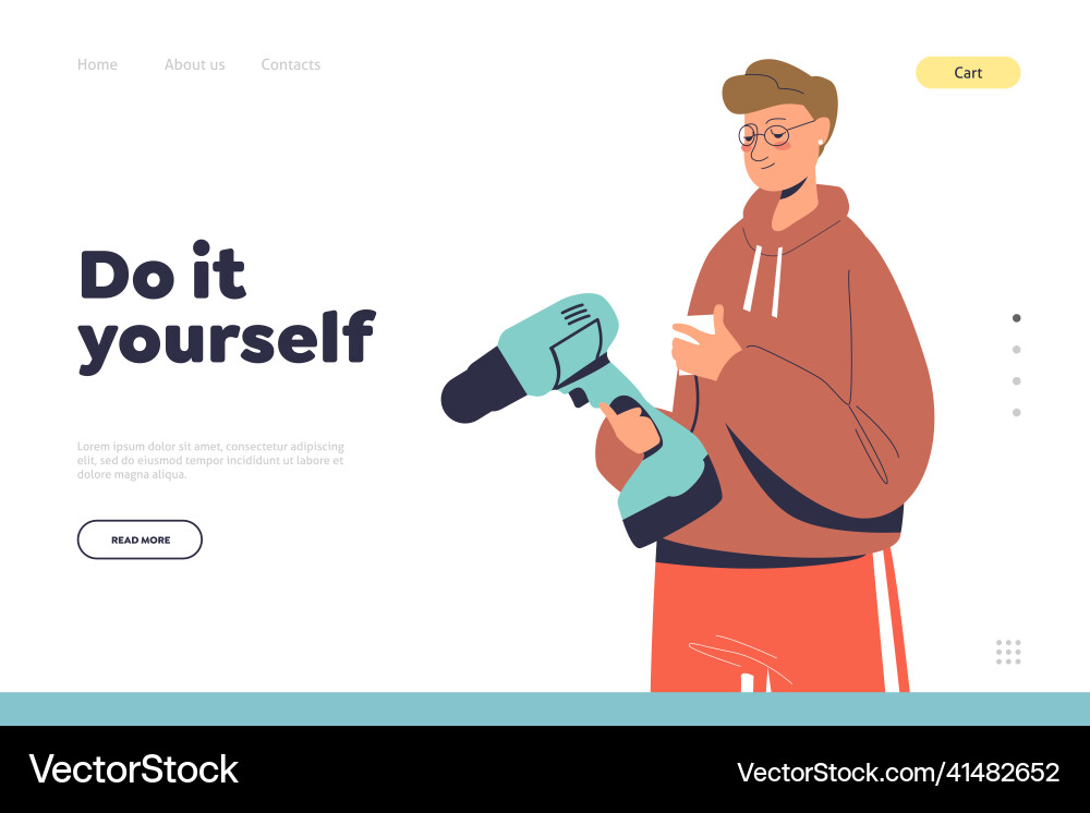 Do it yourself concept of landing page with man Do it yourself concept of landing page with man vector image