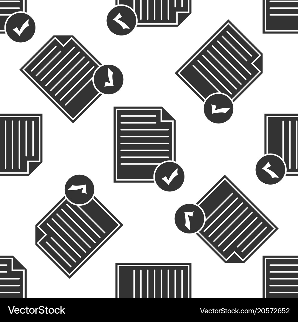 Document and check mark icon seamless pattern vector image