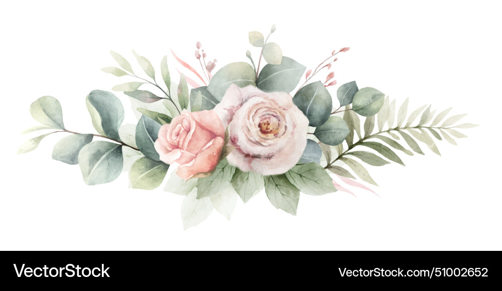 Dusty rosa Rosen Blumen und Eukalyptus Zweige Dusty rosa Rosen Blumen und Eukalyptus Zweige vektorbild