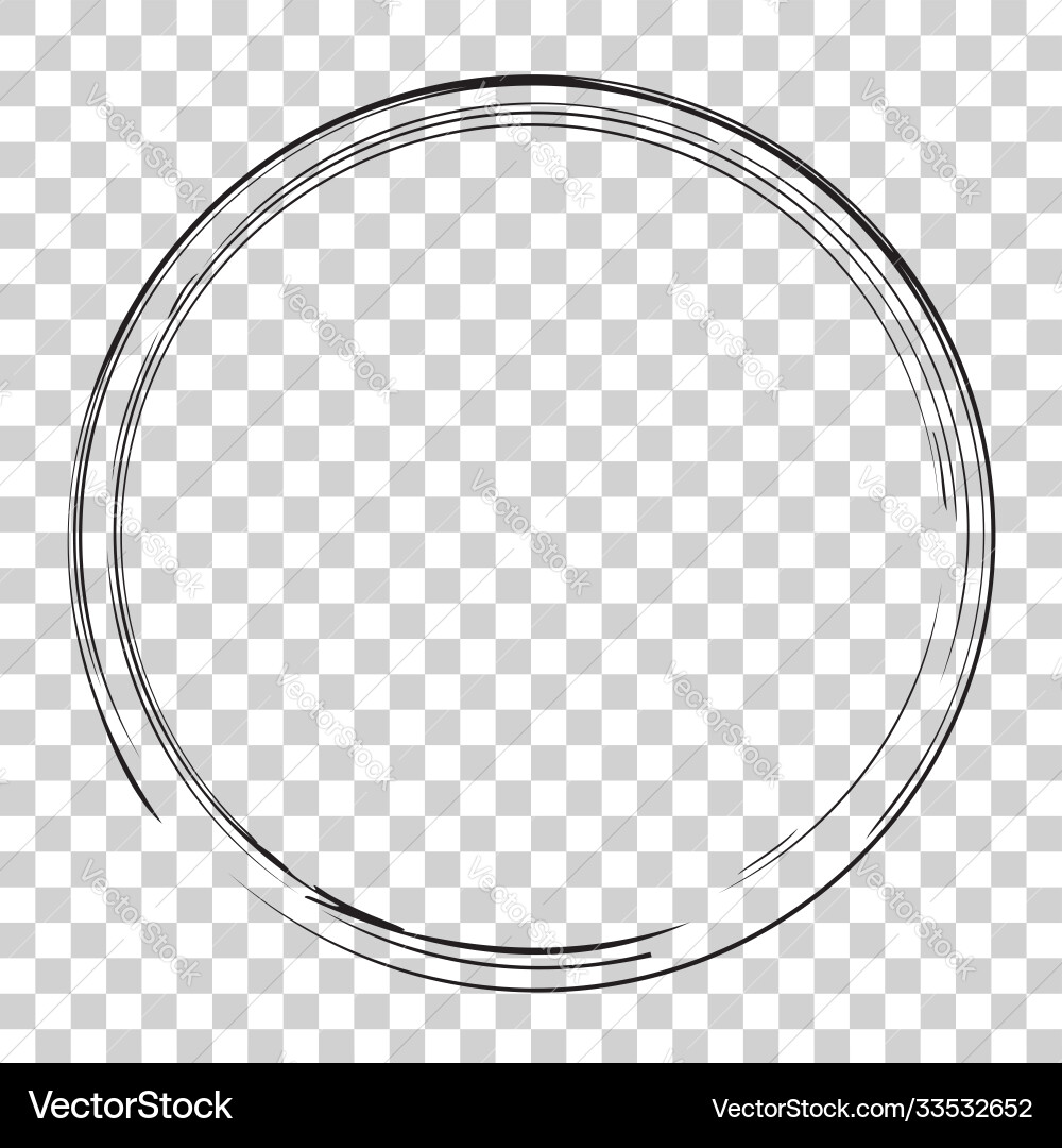 Hand draw sketch circle frame from multiple black vector image