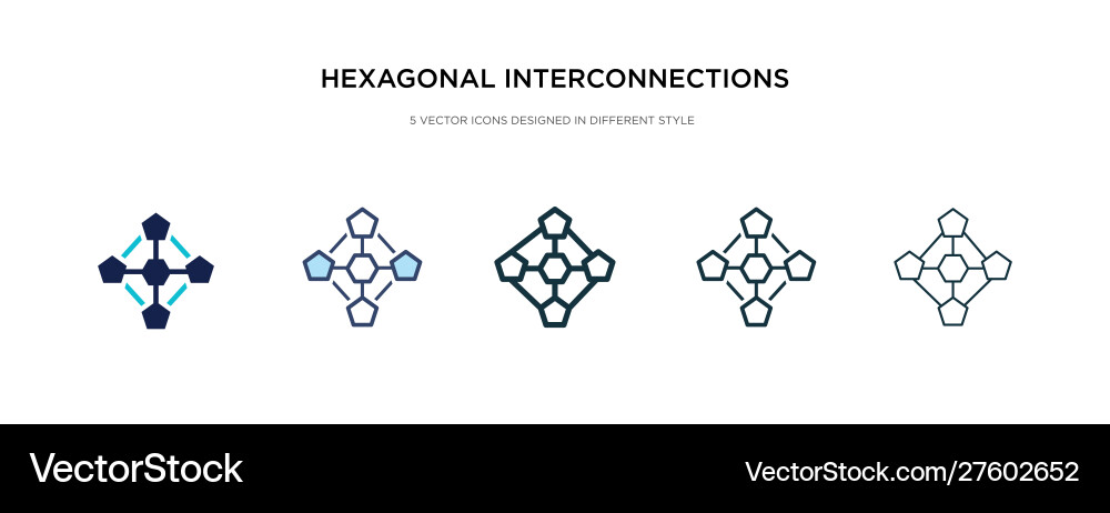 Hexagonal interconnections icon in different Hexagonal interconnections icon in different vector image