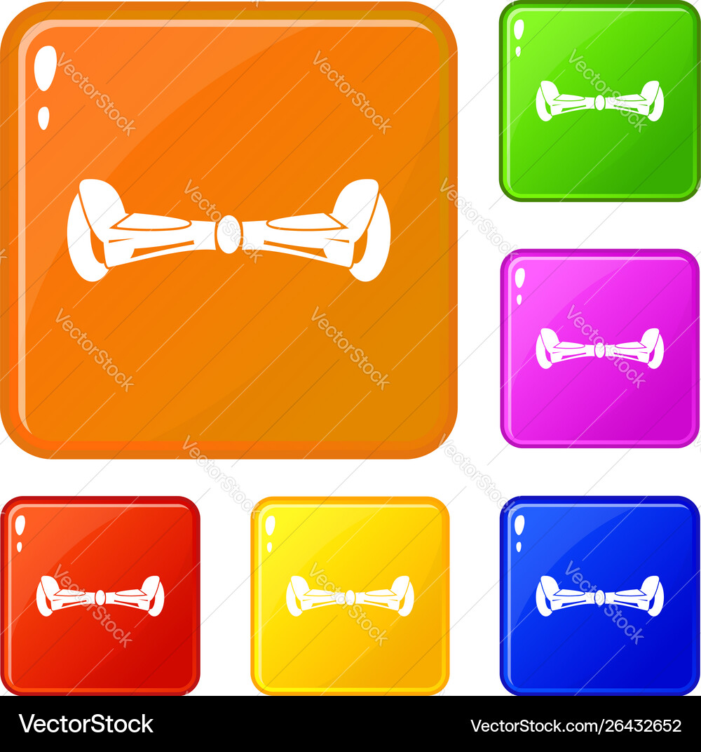 Hoverboard icons set color Hoverboard icons set color vector image