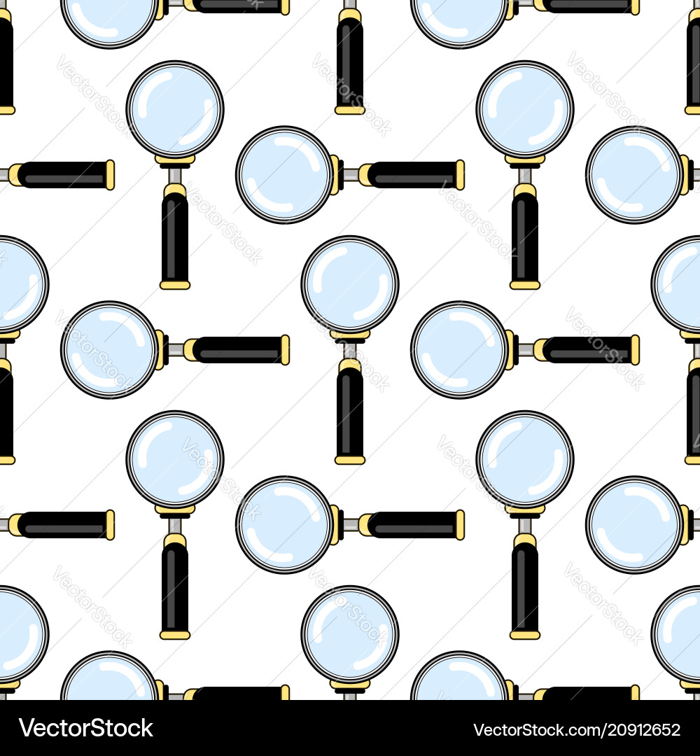 Magnifying glass with reflection seamless pattern Vector Image