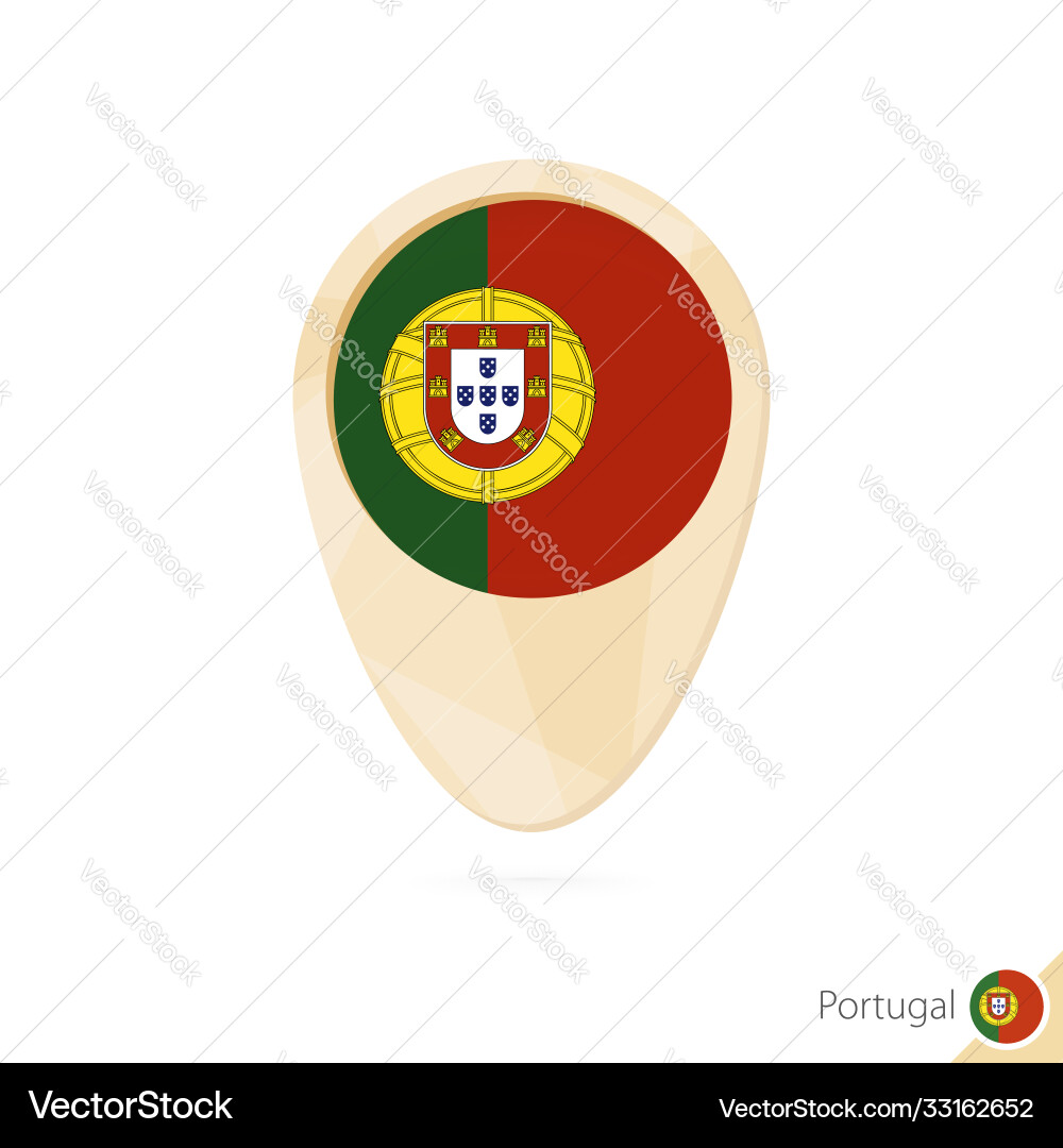 Map pointer with flag portugal orange abstract Vector Image