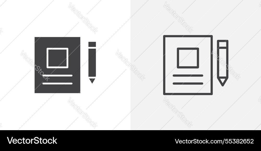 Notebook icons in black fill and liner versions vector image