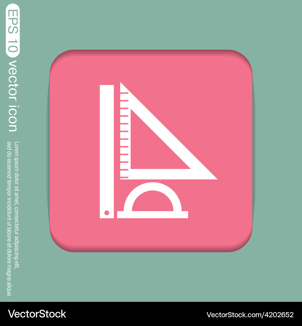 Ruler protractor triangle symbol of geometry vector image