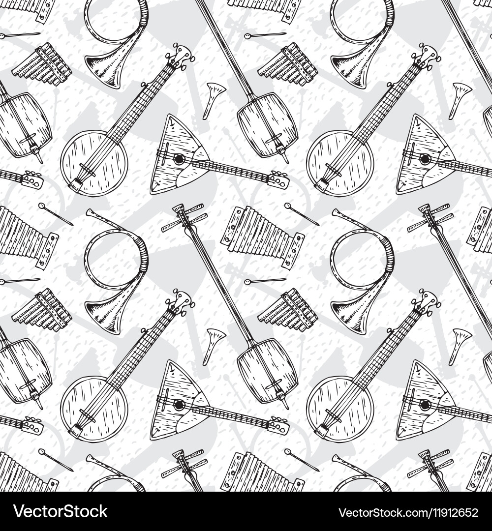Seamless pattern with folk musical instruments Vector Image