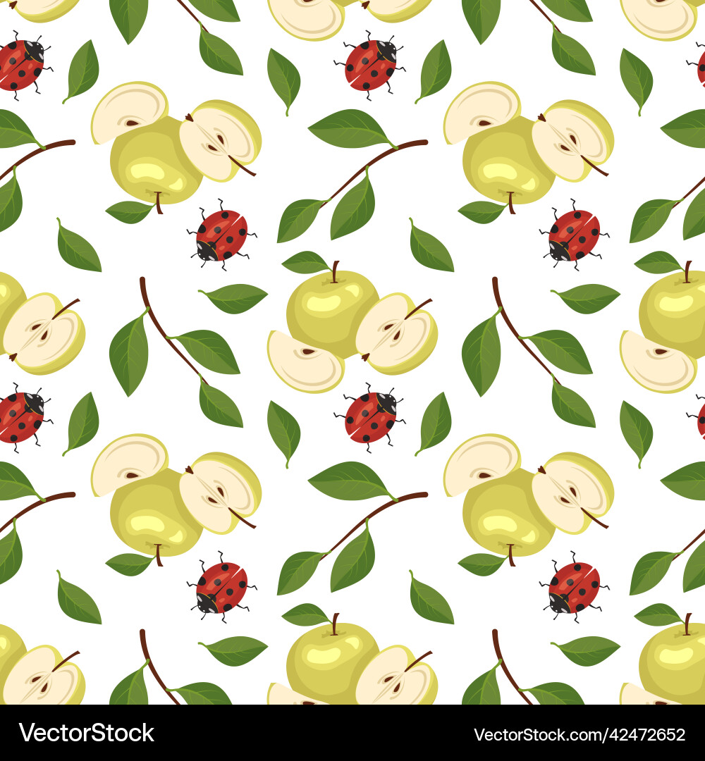 Seamless pattern with yellow apples and red Seamless pattern with yellow apples and red Vector Image