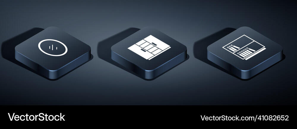 Set isometric mirror library bookshelf Vector Image