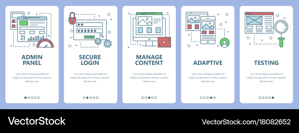 Thin line flat design web development Vector Image