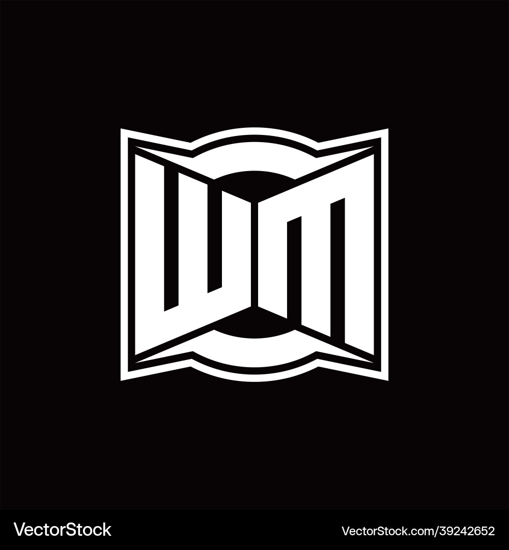 Wm logo monogram with abstract shape design vector image