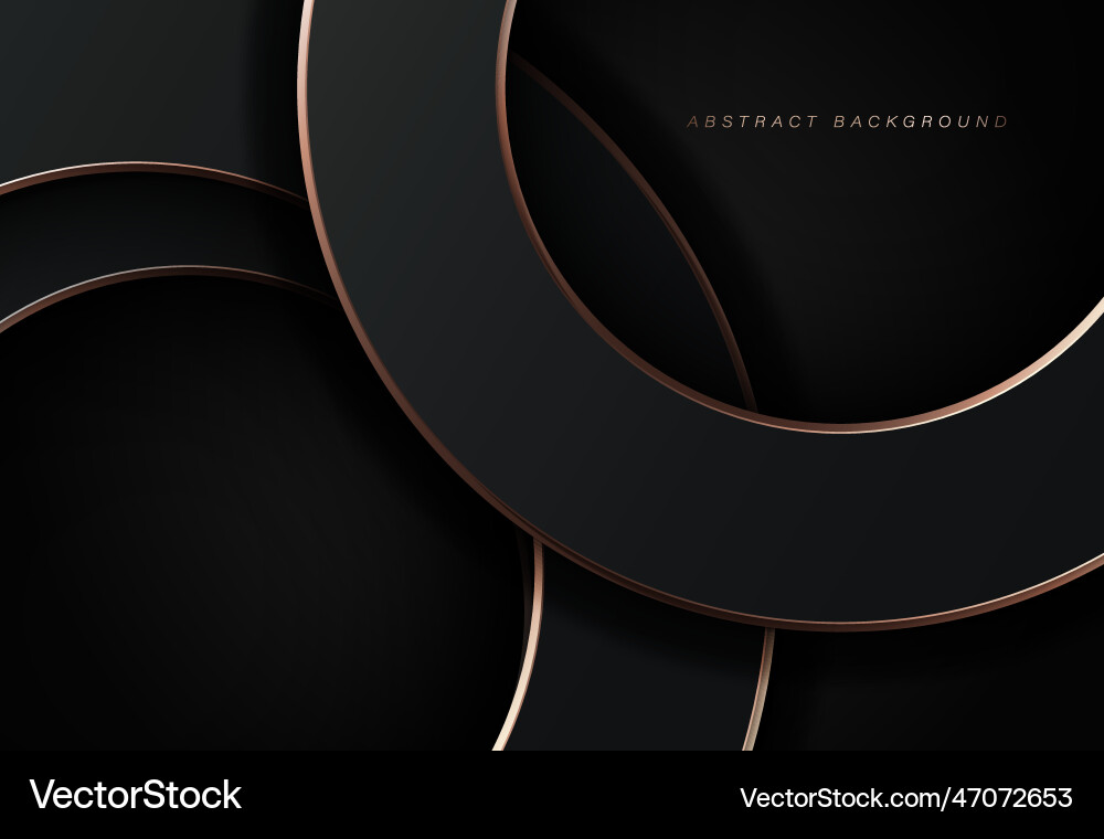 Abstract black circle background with gold lines vector image