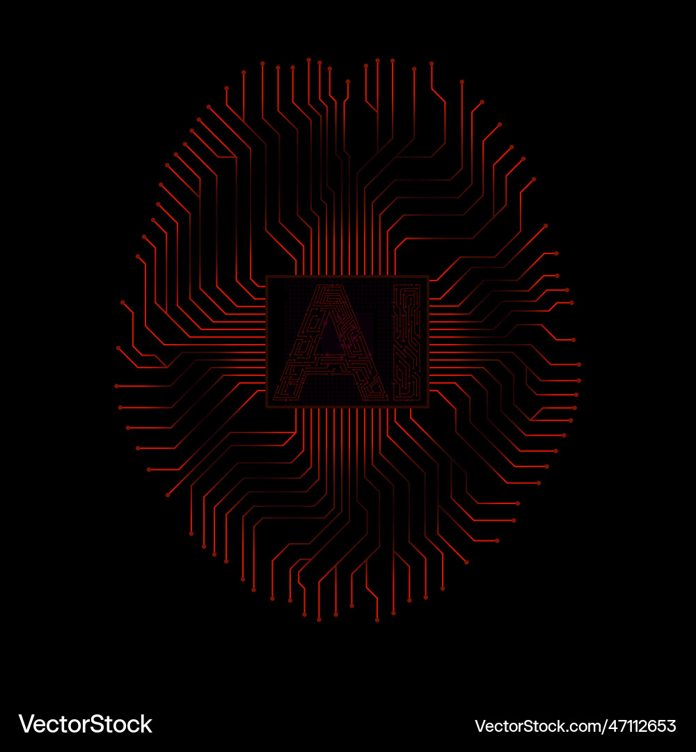 Abstract technological brain with artificial vector image