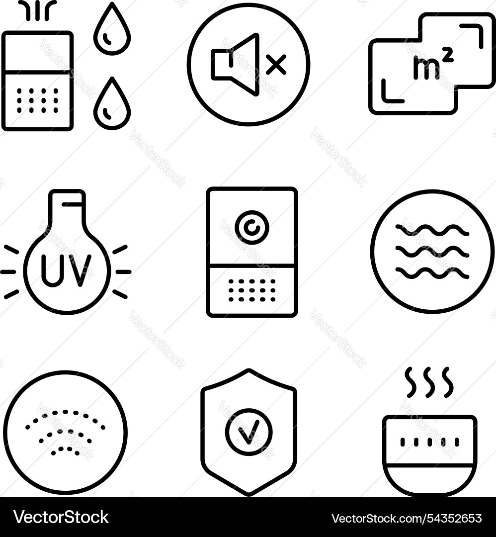 Air purifier and humidifier machine icon sets Air purifier and humidifier machine icon sets vector image
