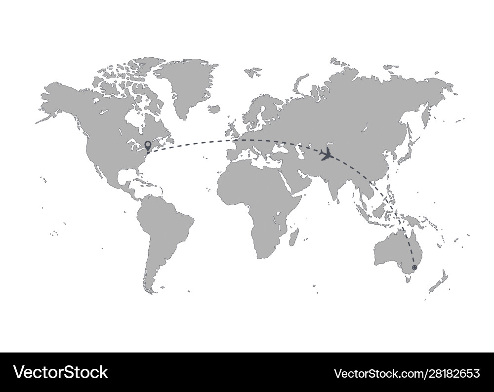 Airplane route world map Airplane route world map vector image