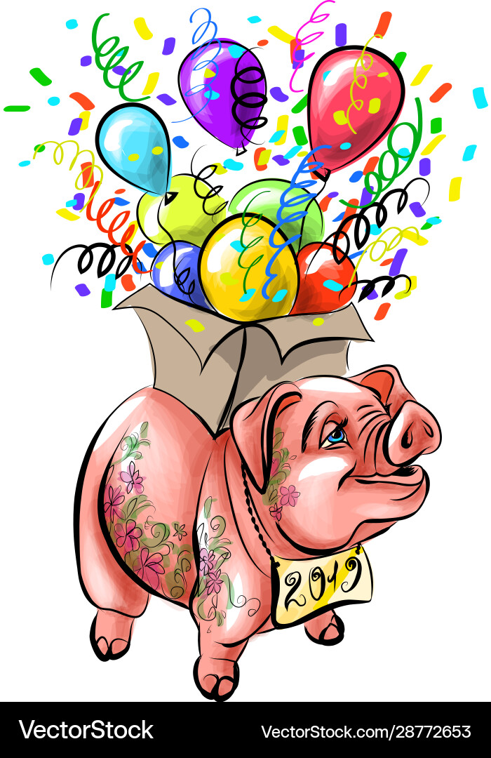 Chinese zodiac sign year pig happy new Chinese zodiac sign year pig happy new vector image