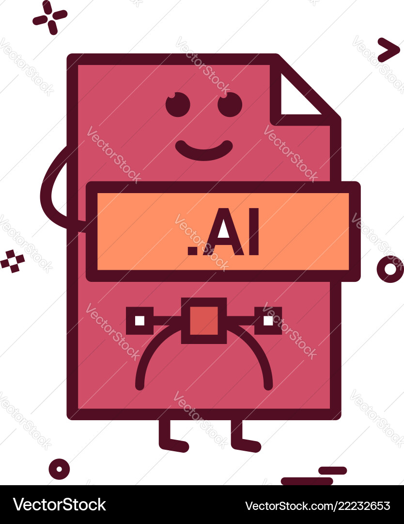 Computer ai file format type icon design Vector Image