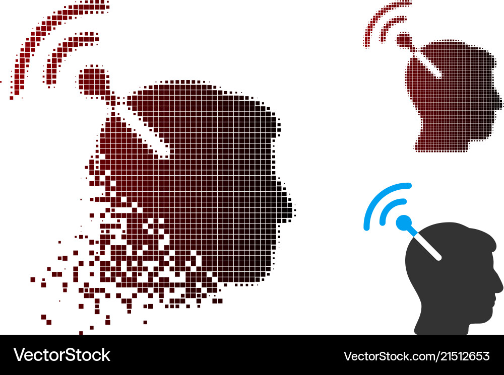 Destructed pixel halftone radio neural interface Destructed pixel halftone radio neural interface vector image