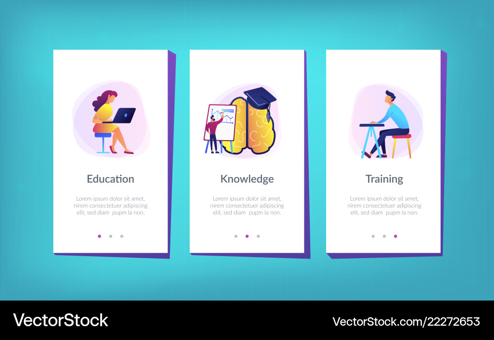 Education and learning style app interface Education and learning style app interface Vector Image