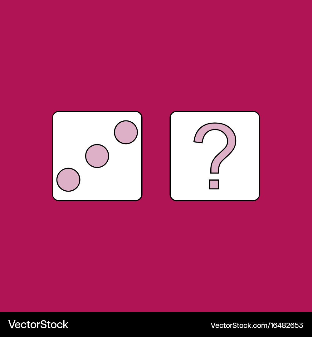 Flat icon design collection dice and question mark vector image