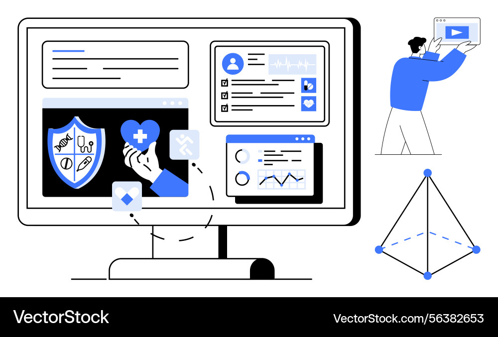 Healthcare data analysis with interactive ui Healthcare data analysis with interactive ui vector image