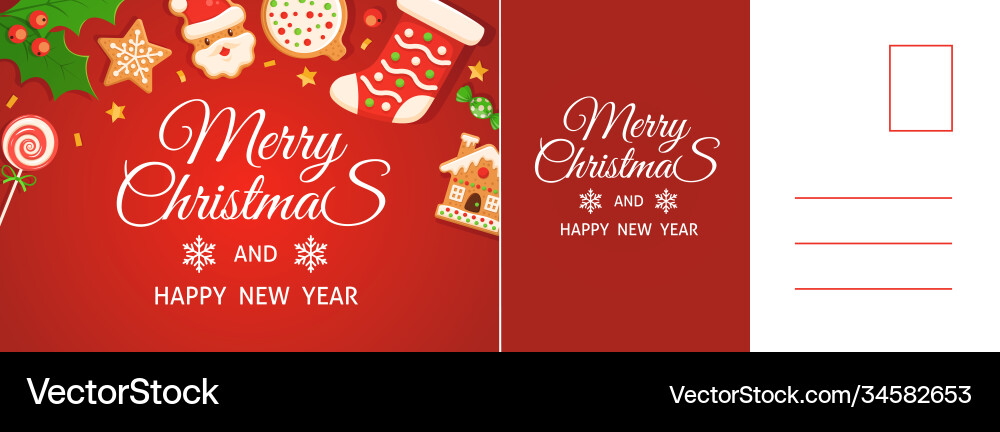 Merry christmas card happy new year postcard Merry christmas card happy new year postcard vector image