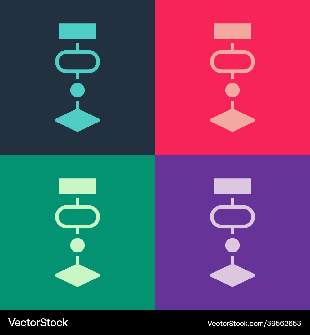 Pop art algorithm icon isolated on color vector image