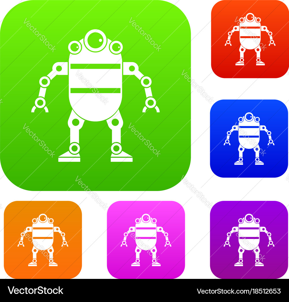 Robot set color collection Vector Image