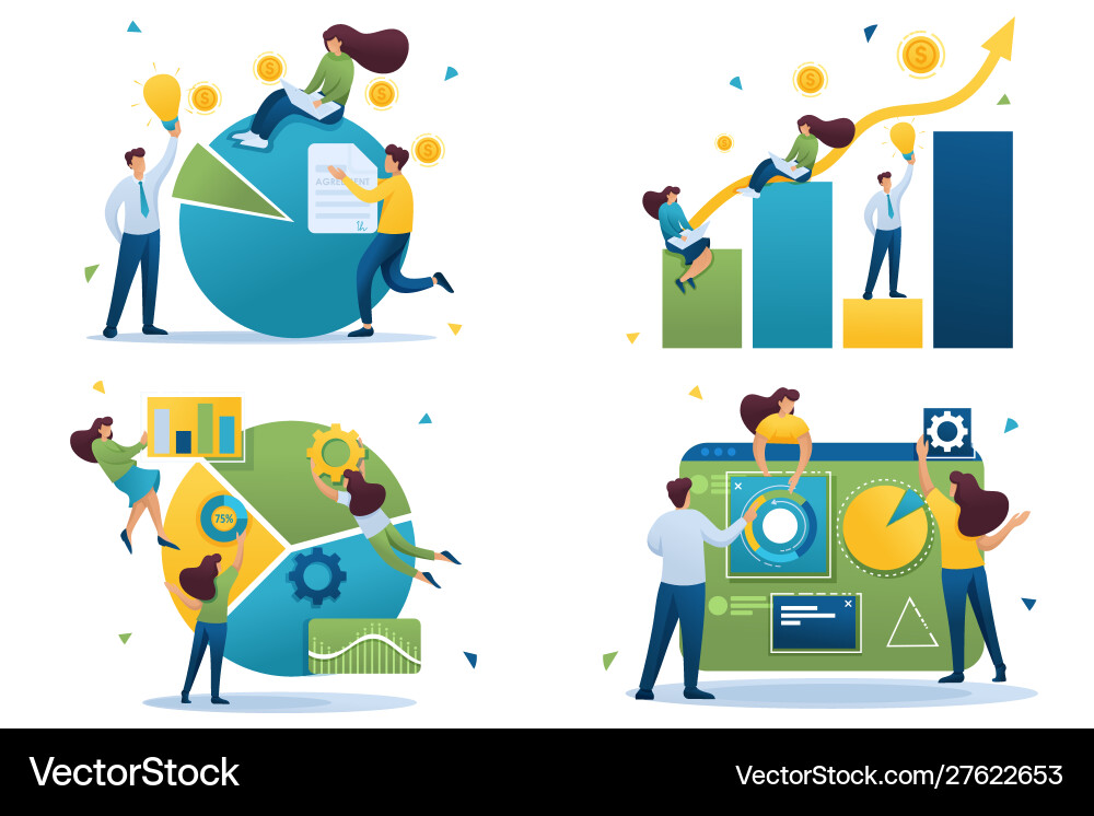 Set flat 2d concepts for landing page and website vector image