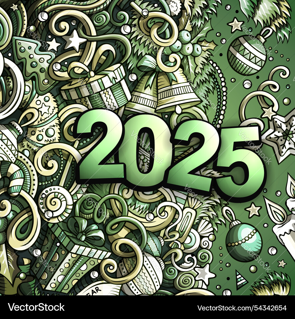 2025 doodles new year objects and elements design 2025 doodles new year objects and elements design vector image
