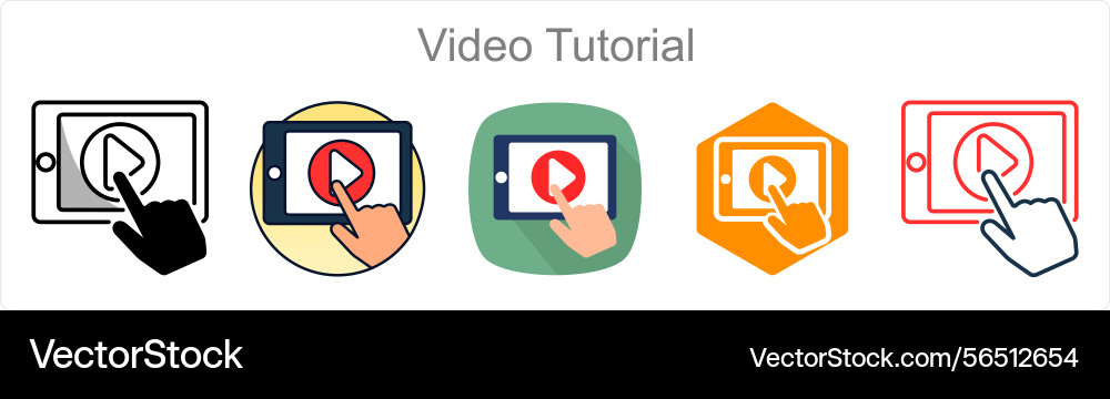 A set of 5 video tutorial icons Vector Image