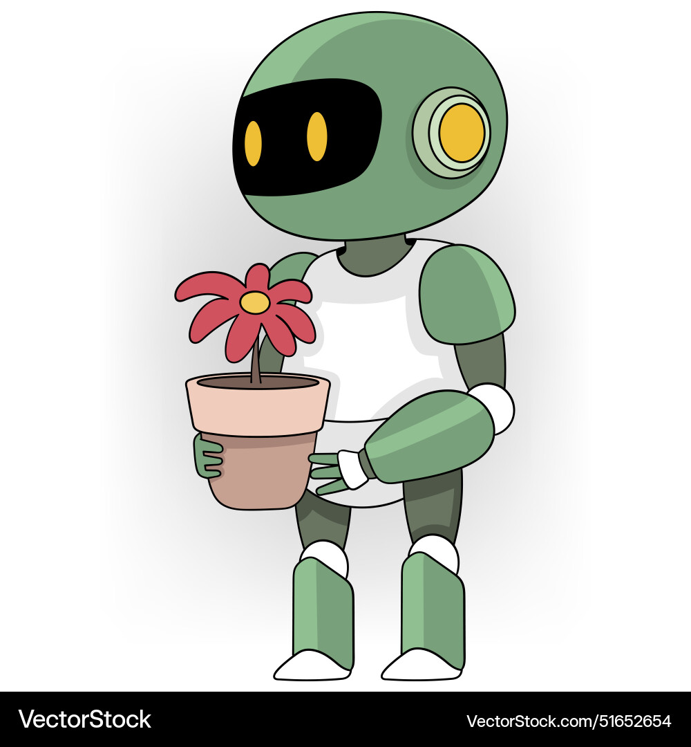Artificial intelligence robot is taking care Vector Image