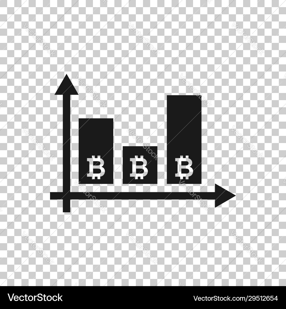 Bitcoin growth icon in flat style blockchain vector image