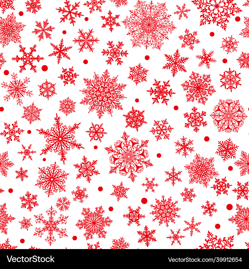 Complex Red Snowflake Christmas Pattern Vector Image