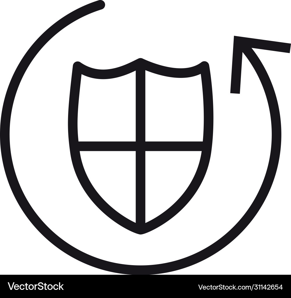 Cyber security concept shield with sync vector image