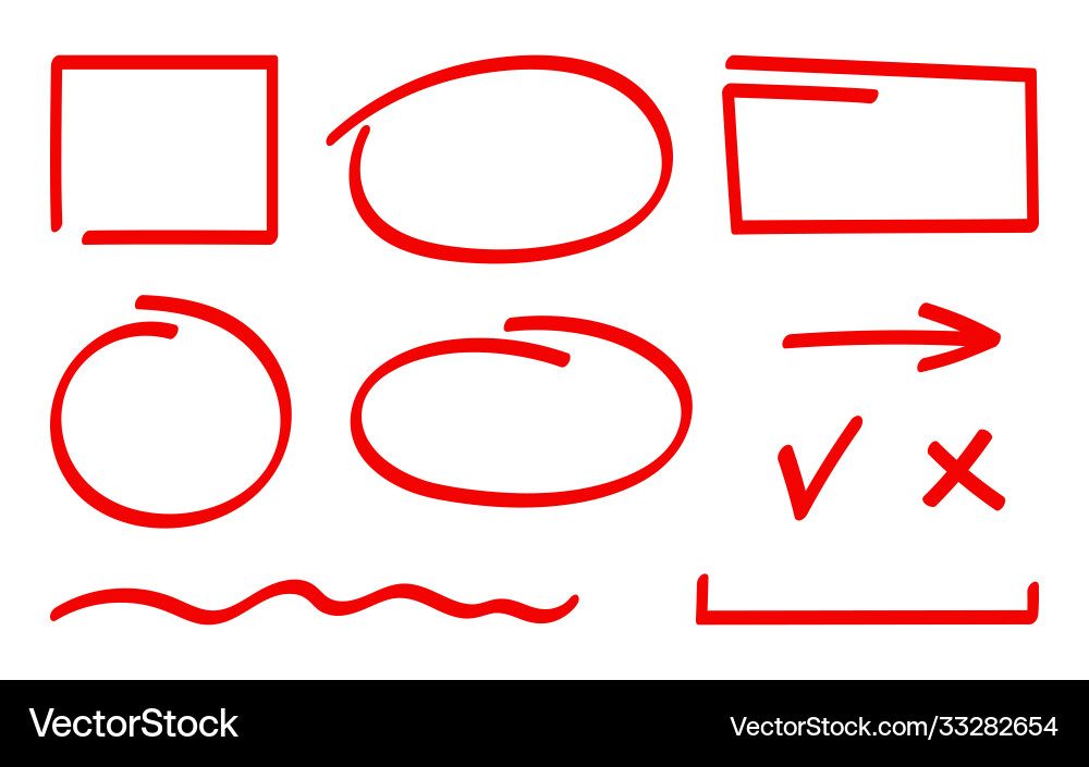 Hand Drawn Highlight & Correction Elements vector image
