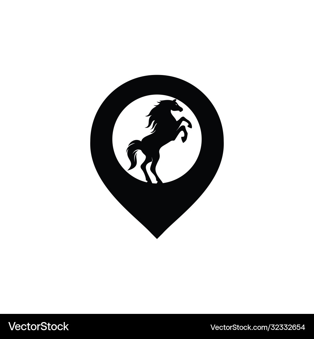 Horse and map pointer logo design Vector Image