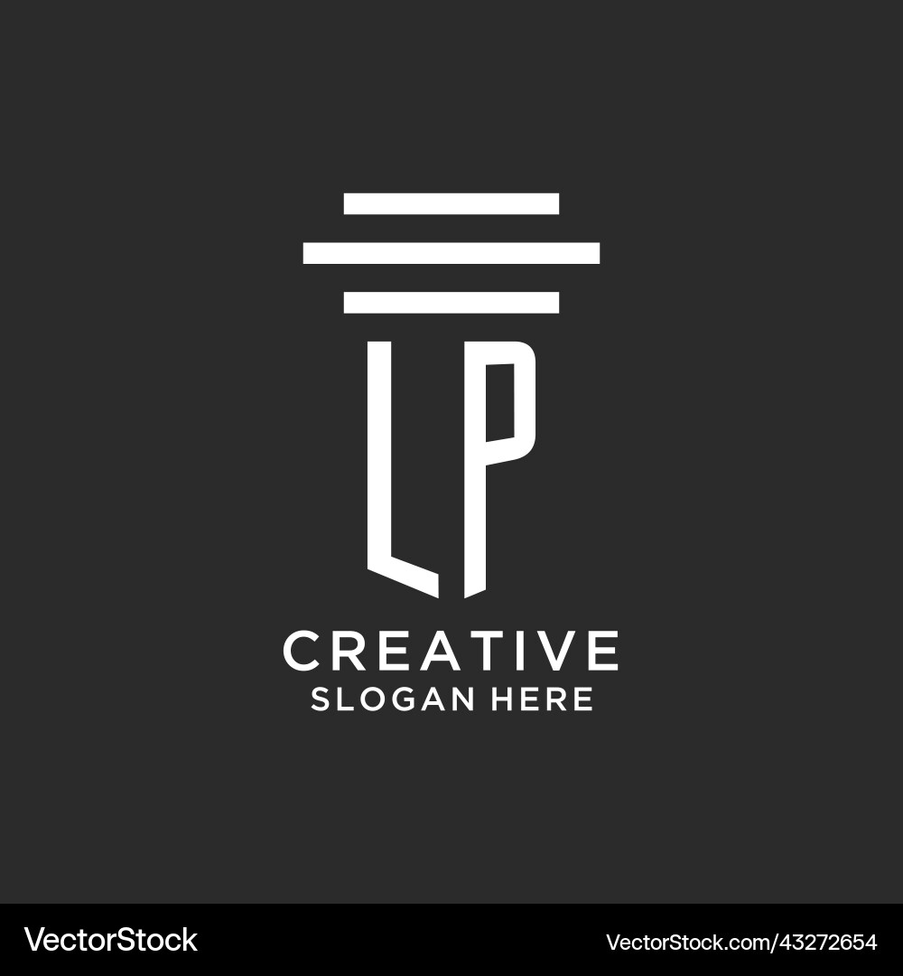 Lp initials with simple pillar logo design Lp initials with simple pillar logo design Vector Image